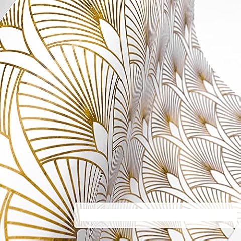 Alwayspon Self Adhesive Wallpaper, Furniture Stickers, Wall Sticker, for Kids Room, Living Room Bedroom Peel and Stick Vinyl Sticker 250cmx40cm/98.42x15.74 inch, White and Black Line Wallpaper Cover