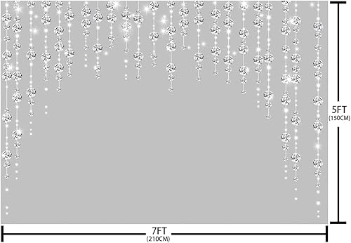 Vista 5 de Telón de fondo de fotografía plateado de 7 x 5 pies para fiesta, diamantes con purpurina, decoración de boda, despedida de soltera, telón de fondo