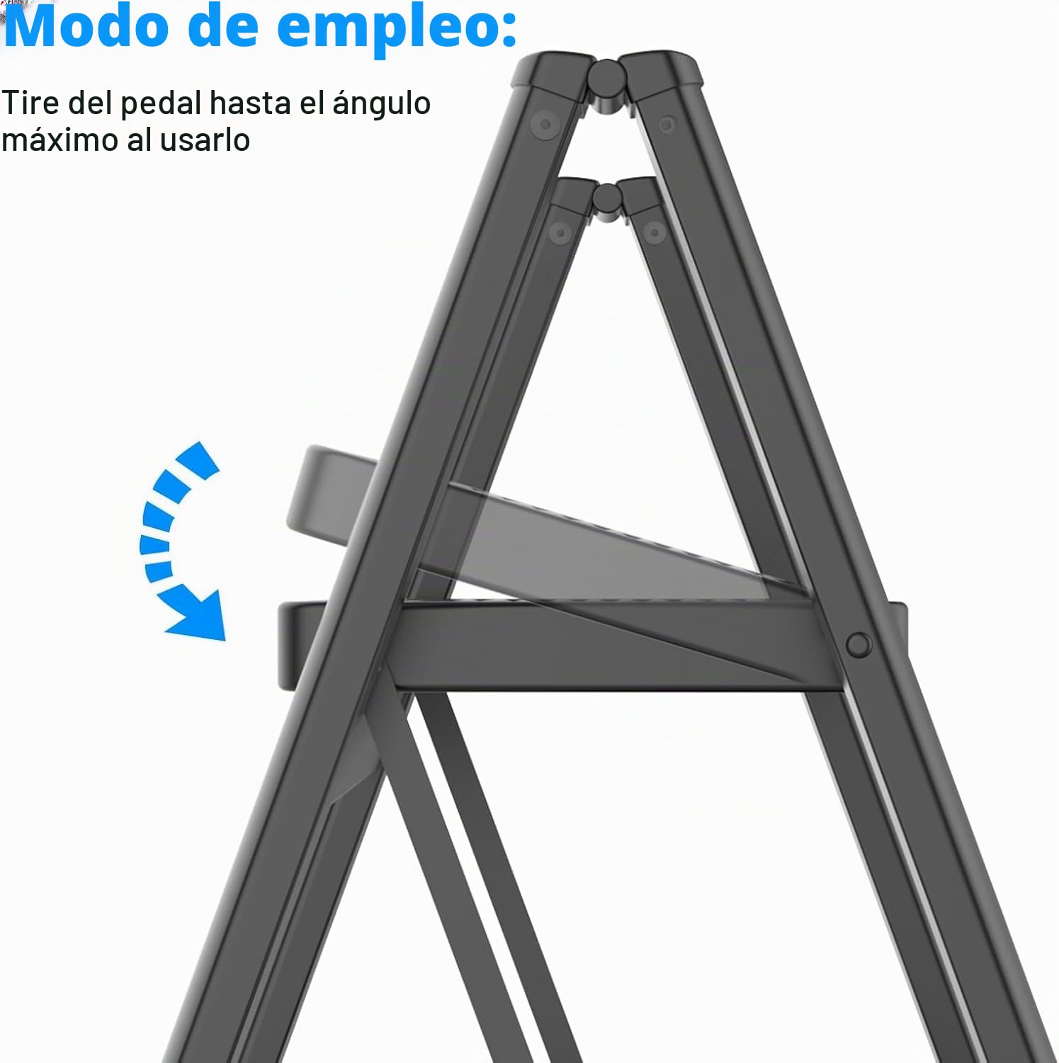 Escalera plegable de 2 peldaños para cocina, bricolaje y jardinería, escalera de acero resistente, capacidad de 150 kg con gran plataforma antideslizante, escalera portátil y fina, negra