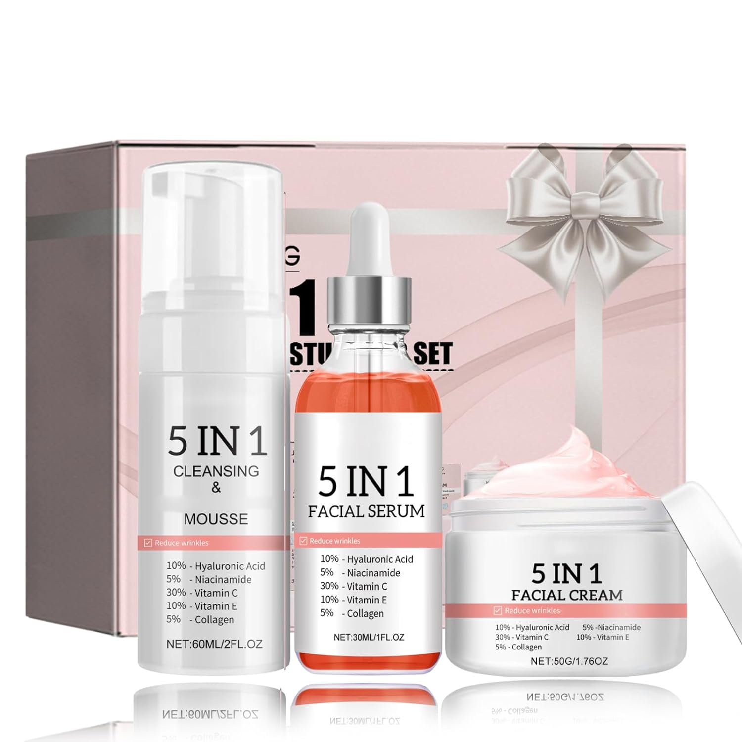 Skincare Kit Girls Gifts – 3PCS Skin Care Set Moisturizing – Smooth Skin Care Kit – Anti Aging & Firming Skincare Set – Spring Gifts for Women – with 5IN1 Face Cream, Face Serum & Cleansing Mousse Skincare Kit Girls Gifts – 3PCS Skin Care Set Moisturizing – Smooth Skin Care Kit – Anti Aging & Firming Skincare Set – Spring Gifts for Women – with 5IN1 Face Cream, Face Serum & Cleansing Mousse