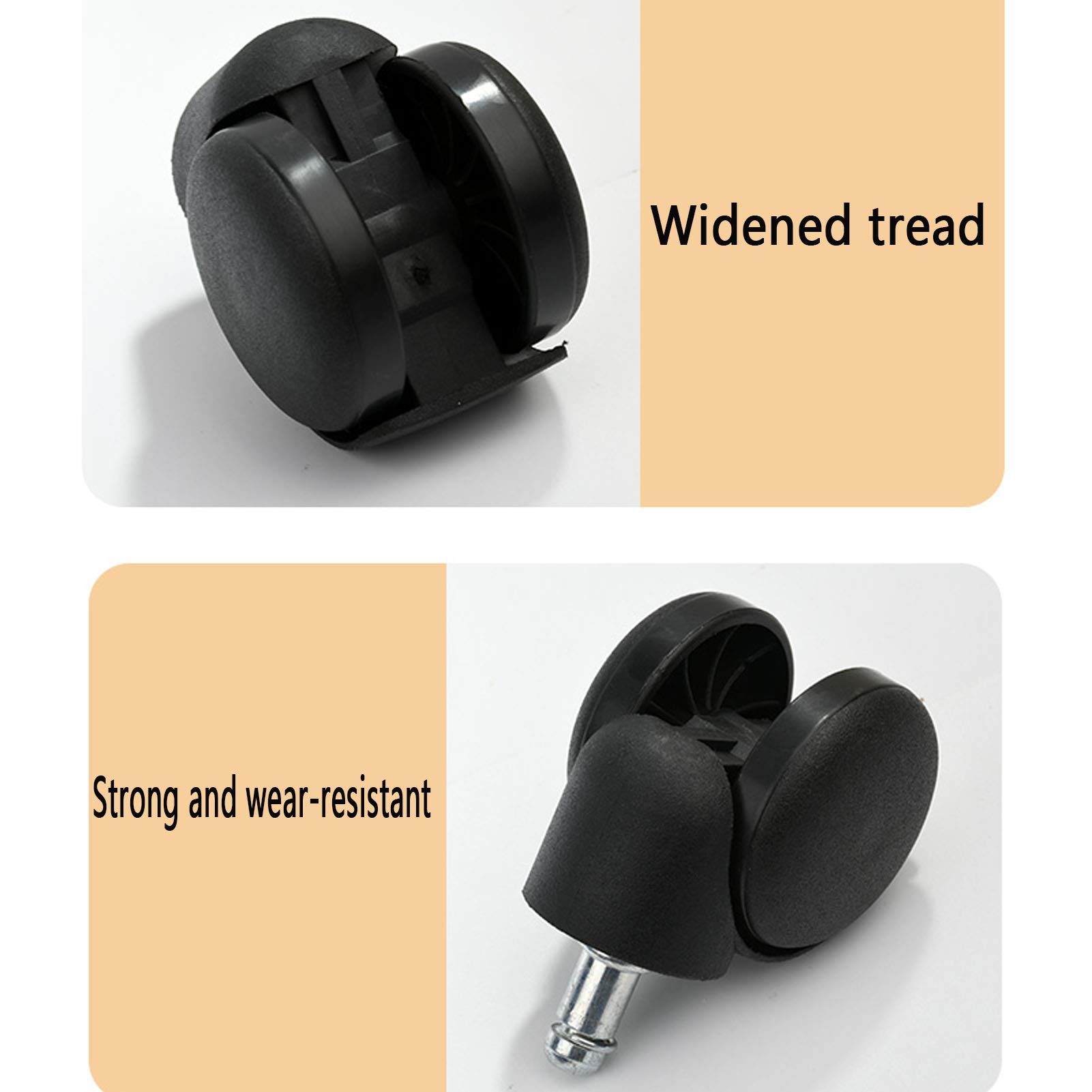 5 ruedas de repuesto para silla de oficina, ruedas de nailon de 5 cm para proteger suelos de madera dura, tamaño estándar, 11 mm x 2 m, ruedas de silla de oficina con ruedas suaves