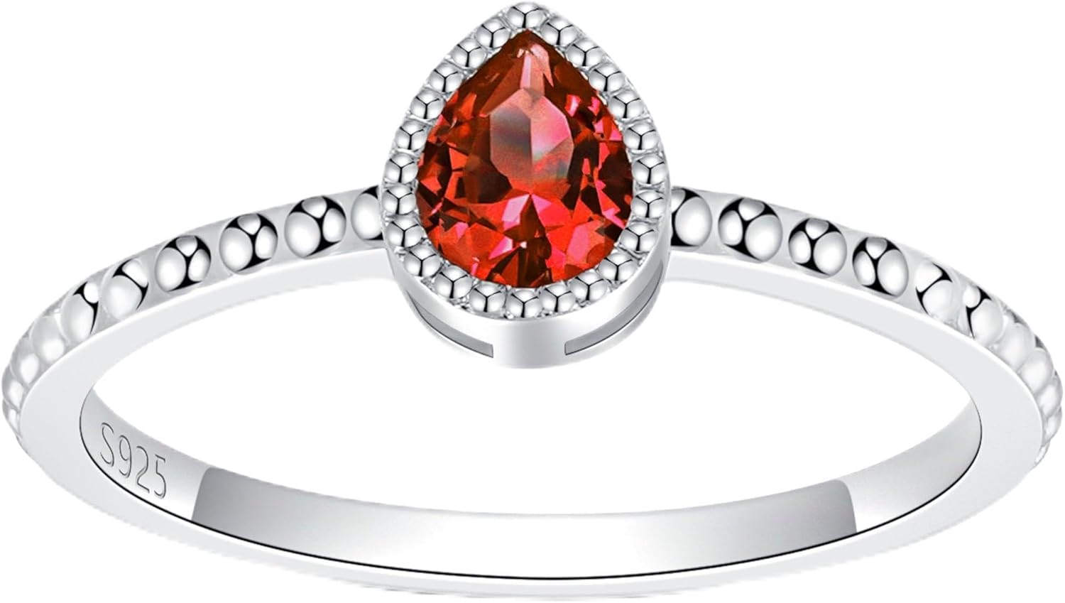 ZOEXUE Birthstone Rings for Women Teen S925 Sterling Silver Stacking Birthstones Ring Cubic Zirconia Teardrop Band Rings Birthday Jewelry Gifts for Mother Daughter Her