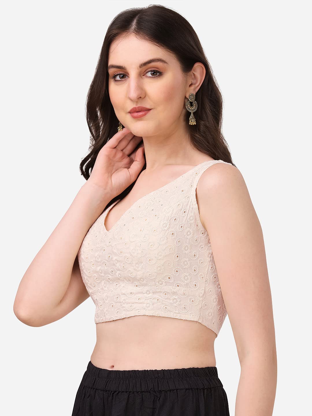 OOMPH! Camicetta da donna in cotone, con collo alto Hakoba