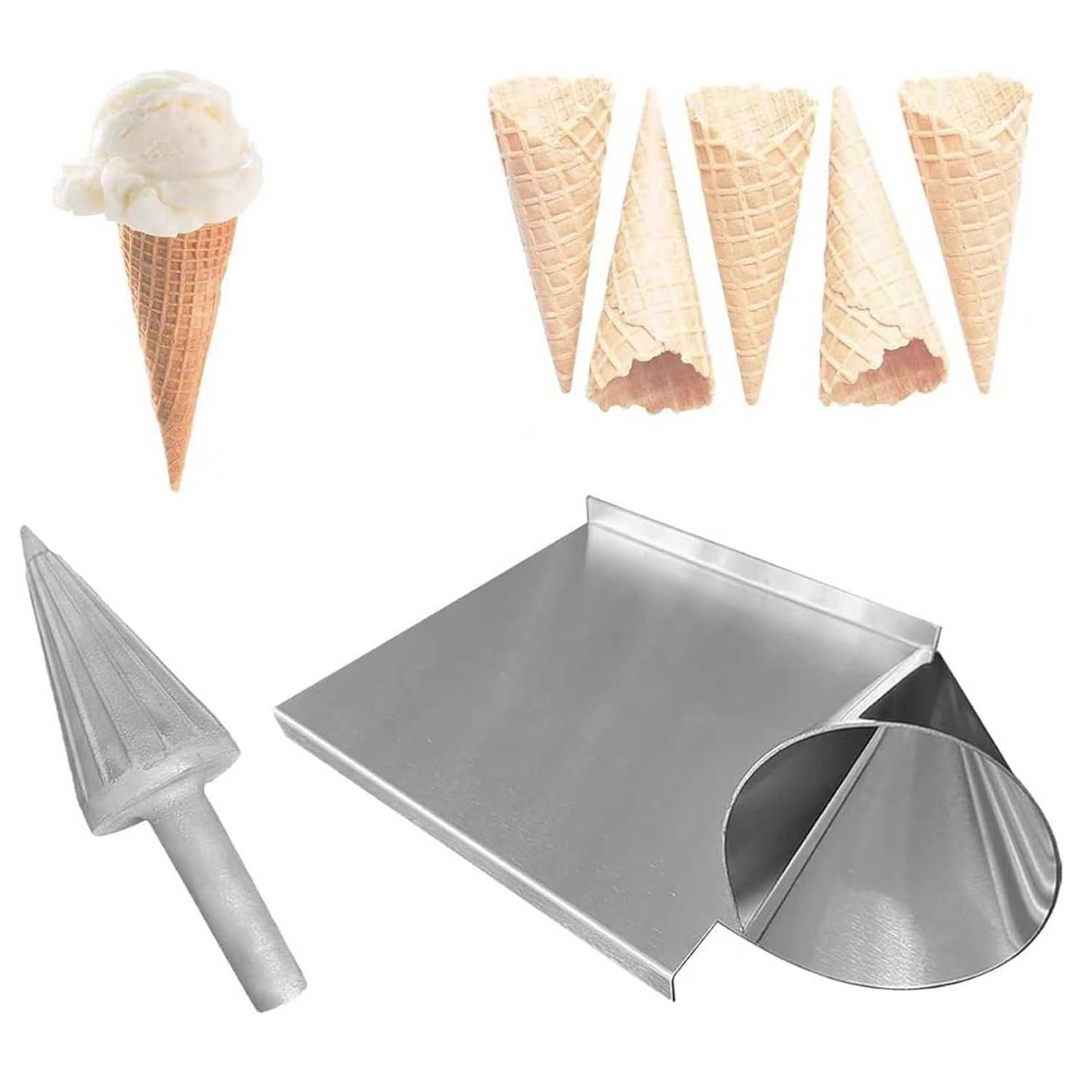 XCSCUK Commercial Ice Cream Roll Cylinder Mold, Stainless Steel Cone Maker, DIY Waffle Cone Tool,for DIY Ice Cream Waffle Cones, Cones, Pizza