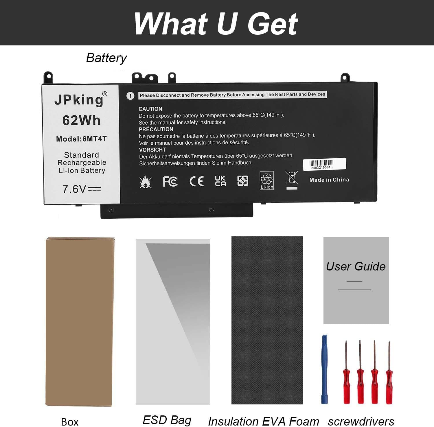 Batteria 6MT4T 62Wh Originale Laptop Dell Latitude E5270 E5470 E5570 - Foto 4