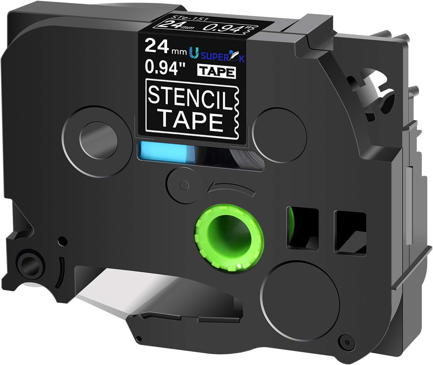 SuperInk U Compatible for Brother P-Touch STE Label Tape STe-151 ST-151 STe151 ST151 24mm 1'' Black on Clear Mobile Stencil Tape for Ptouch PT-P900W PT-E500 PT-D600 Label Maker