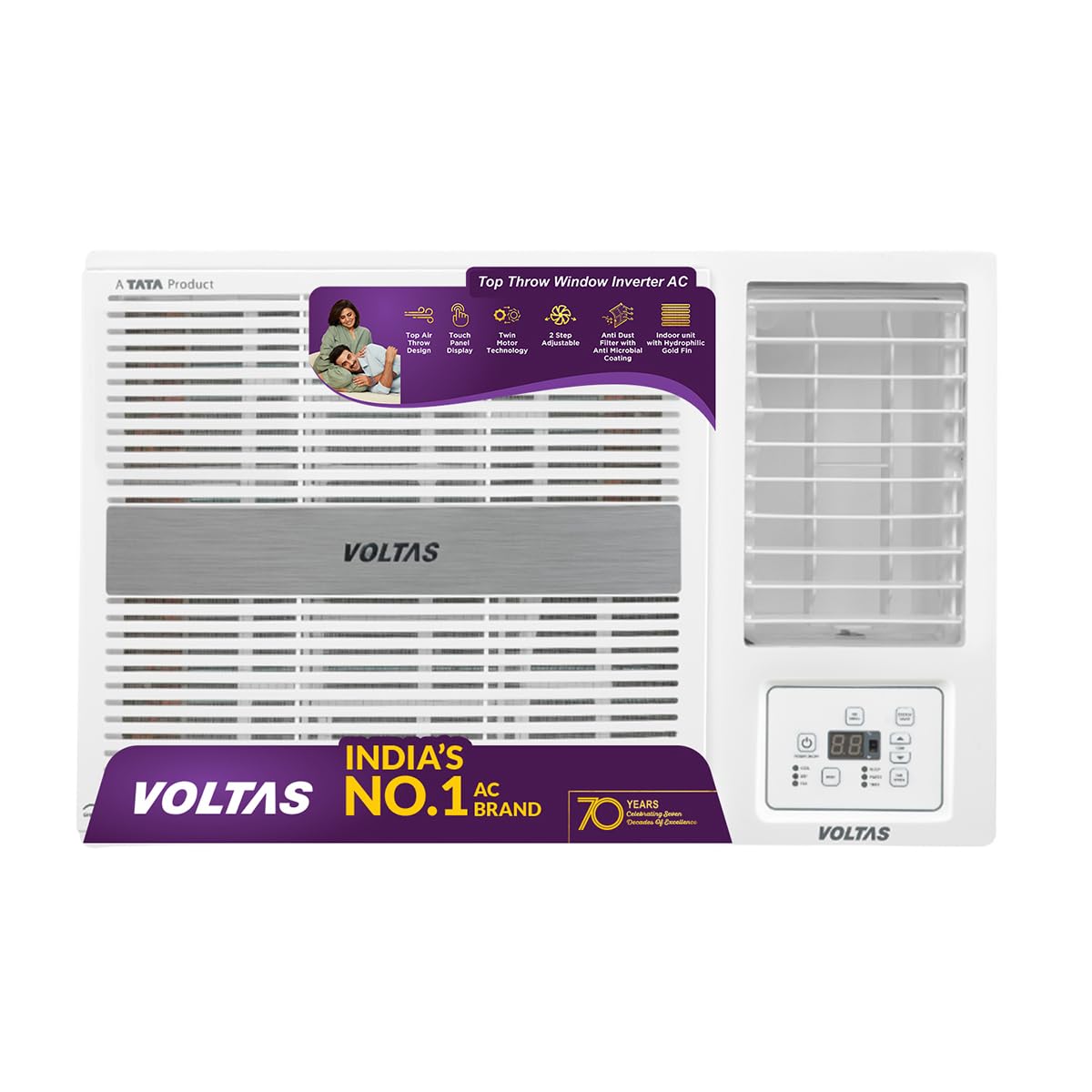 Voltas 1.5 ton 3 Star Inverter Window AC (Copper, 2-in-1 Cooling Modes, Anti-Dust Filter, 2-Way Swing, Memory Restart, Sleep Mode (183INV PEARL, White)-image-3