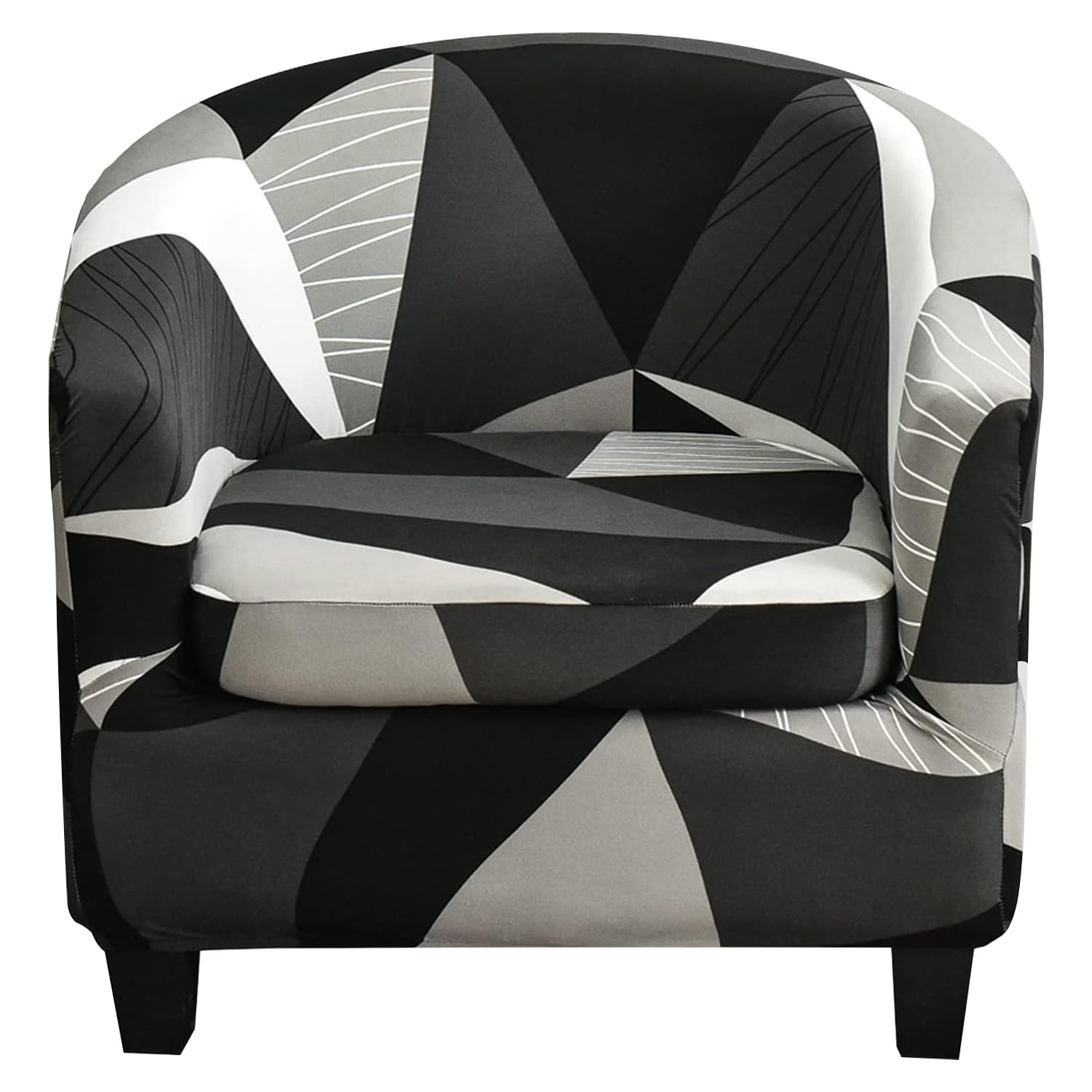Byforphye Club Chair Slipcover, 2-Piece Design Tub Chair Cover with Cushion Cover Stretch Armchair Covers Soft Round Barrel Chair Covers for Bar Counter Club Living Room (Printed # 01)
