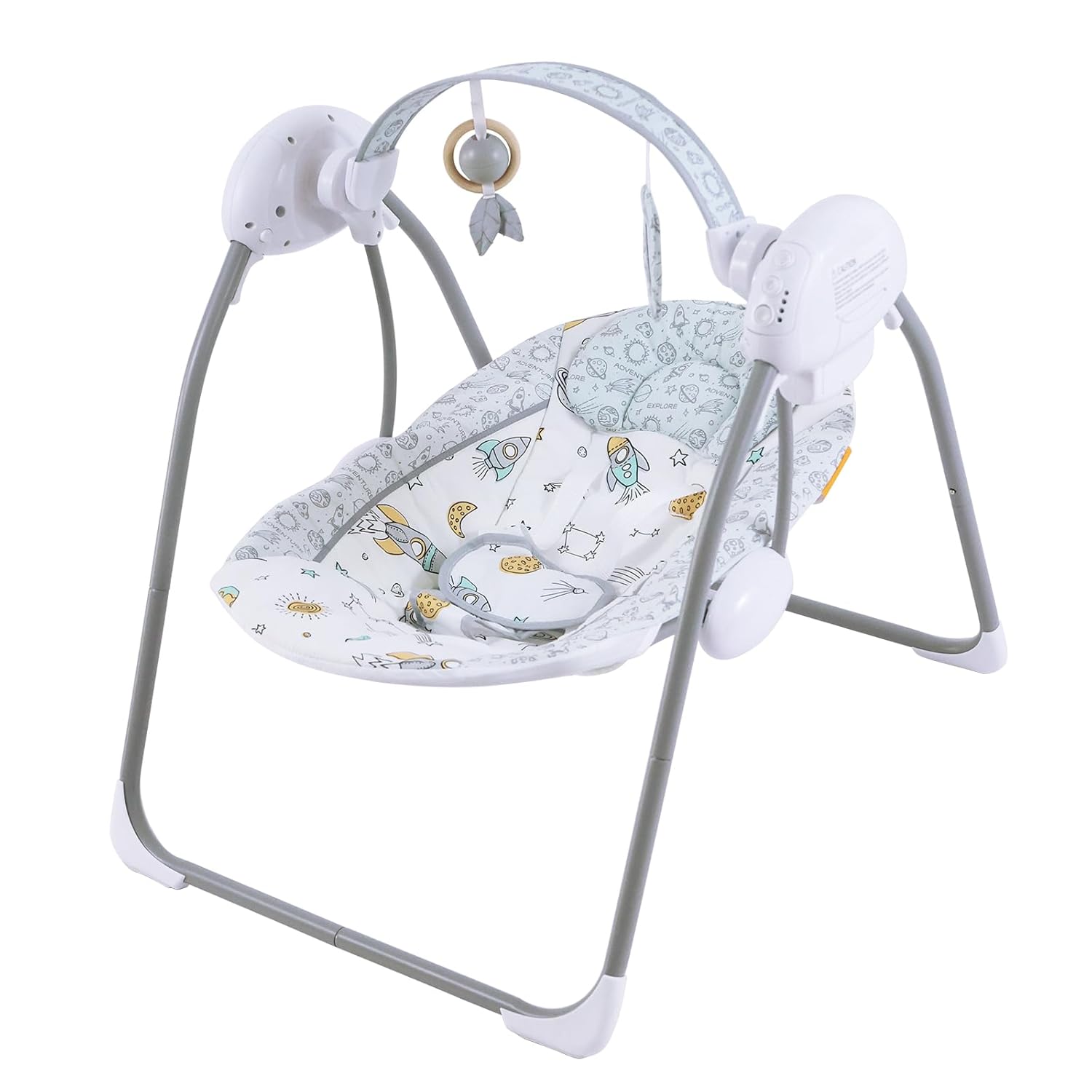 Baby Swing for Infant,Newborn Swing with Music,5 Speed Levels,Timing Setting,Soft Cushion,Foldable Infant Swing for Indoor Outdoor Use 0-9 Months