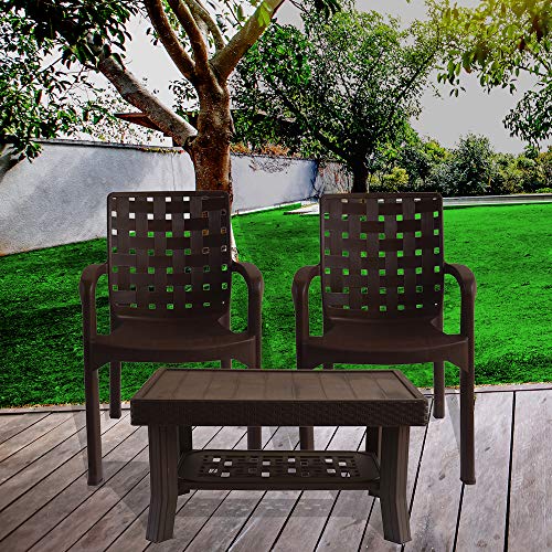 Italica Furniture Chair and Table Combo, Indoor and Outdoor Furniture Set (9408 & 9503, Brown, Set of 2 Chairs)