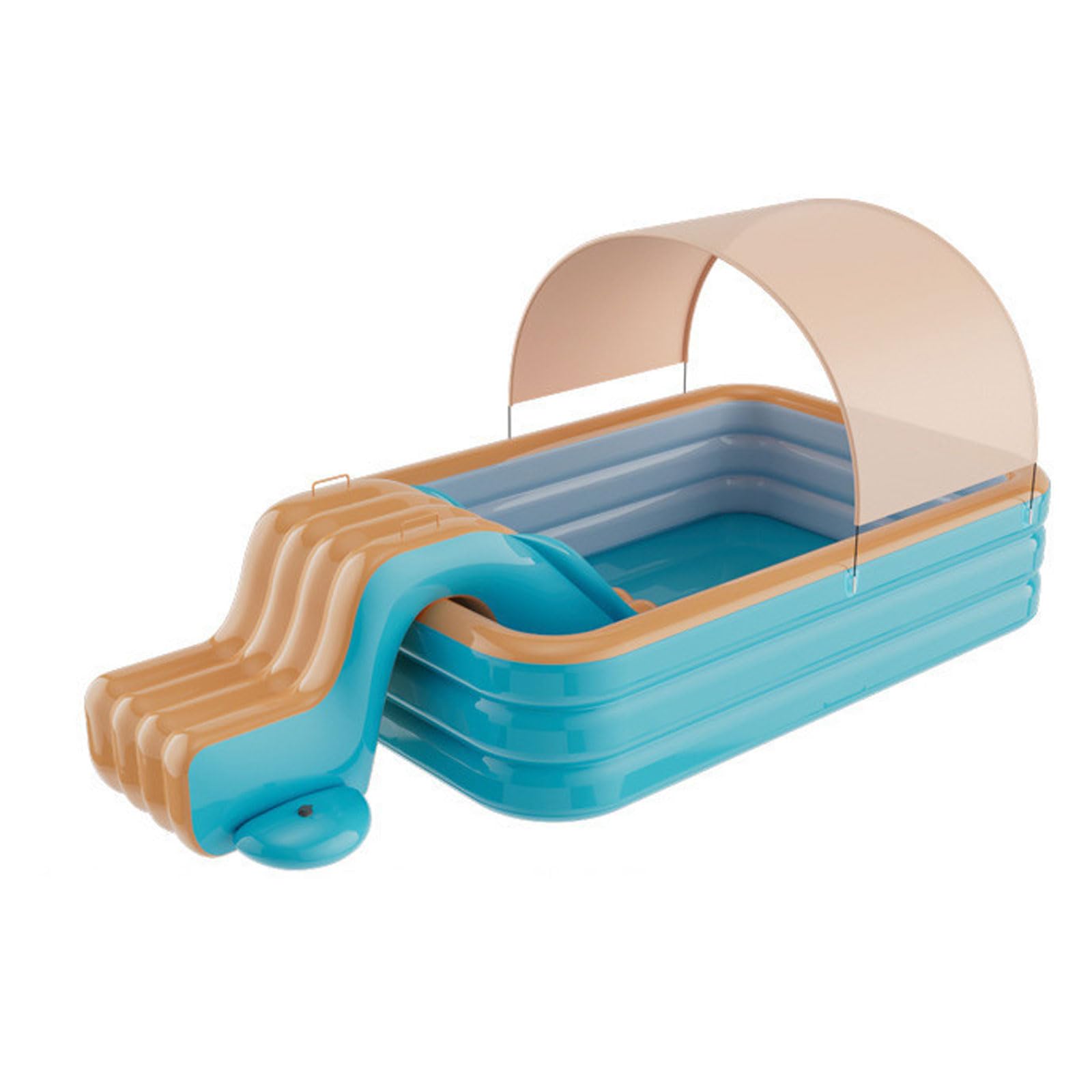 Piscina Infantil Hinchable 250 * 140 * 52CM,Piscina Familiar de jardín con Parasol y tobogán,Piscina Inflable Plegable 3 Capas Material de PVC Engrosado,para Jardines,Parques,Balcones