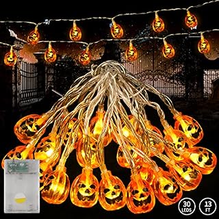 FINGOOO 3 metres 20 Pieces Pumpkin Halloween String Lights Pumpkins Light for Halloween Indoor/ Outdoor Decoration
