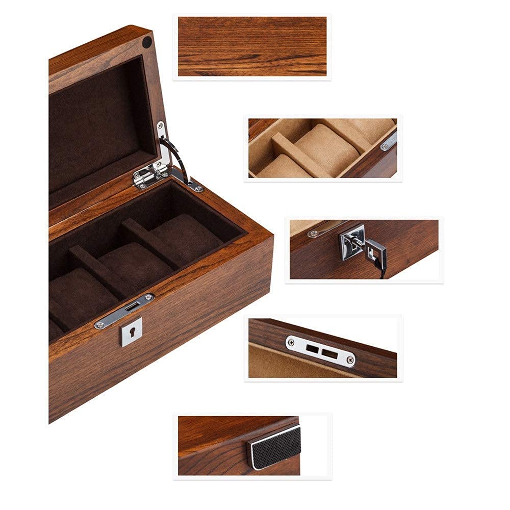 Uhrenbox aus Ulmenholz, reines Massivholz, Uhrenbox mit 5 Fächern, mechanische Uhren-Display-Sammlung, Aufbewahrungsbox, Schmuck-Organizer, perfekt für den persönlichen Gebrauch Present