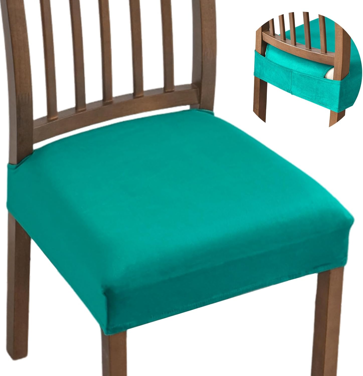 Eco-Ancheng Fundas de asiento de terciopelo para sillas de comedor, 2 piezas, fundas elásticas para sillas de comedor, fundas de asiento extraíbles