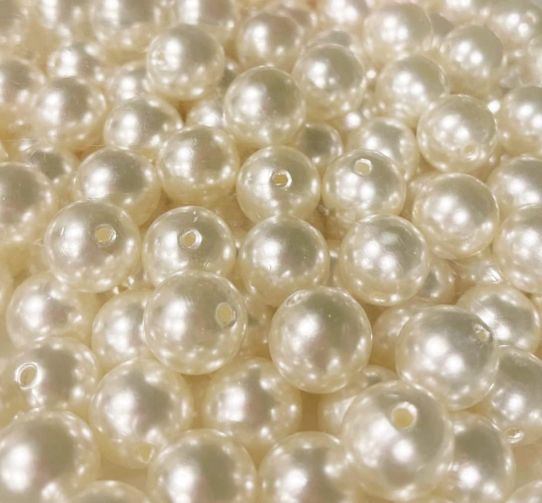 Pearls Beads, LOLASATURDAYS 144pcs 18mm Pearl Beads for Jewelry Making, Pearls for Crafts, perlas, Pearl Beads for Crafting, perlas para bisuteria, vase Filler, Beads in Bulk, Ivory Pearls