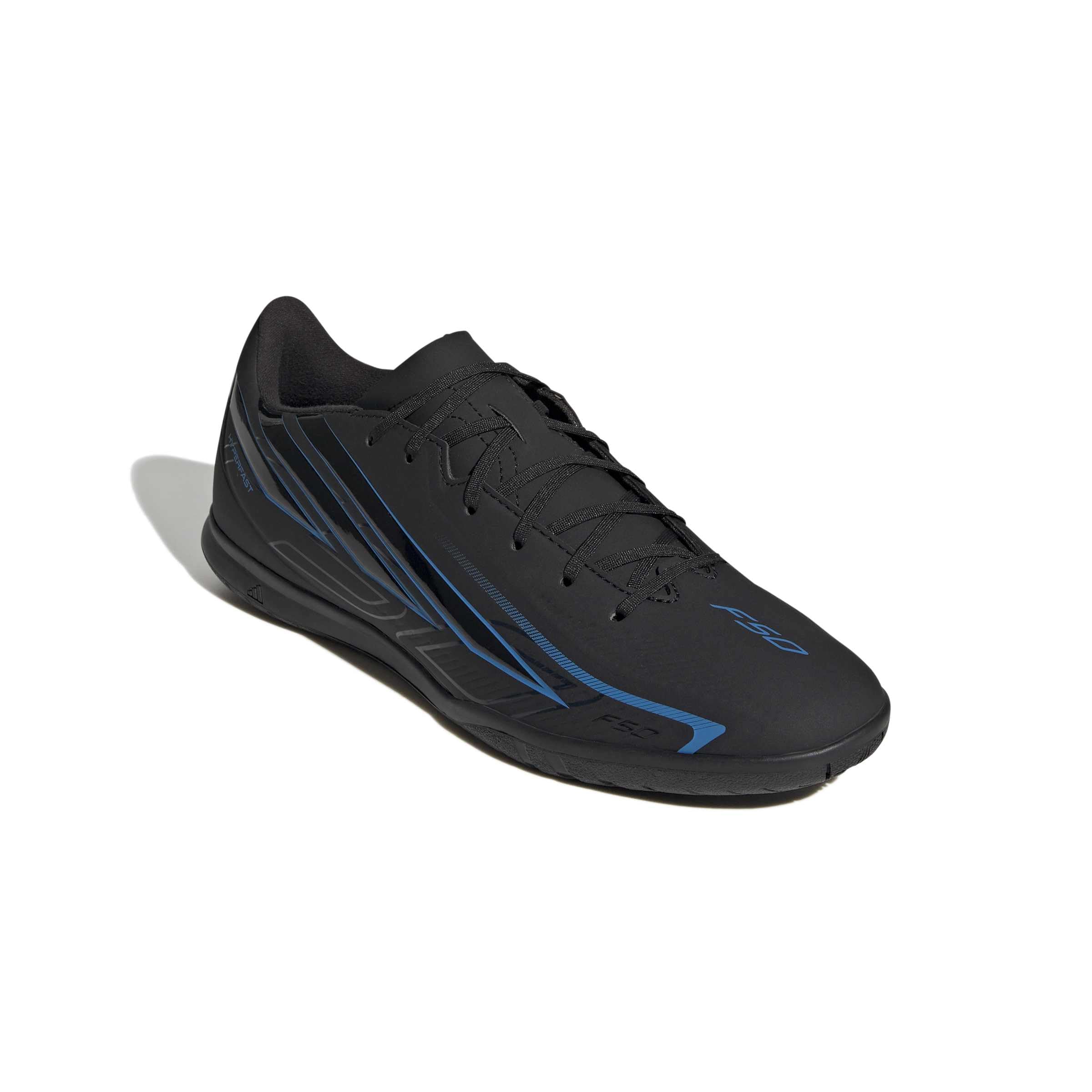 adidas Uniseks F50 Hyperfast Club Indoor Football Shoes, core black/core black/Lucid Ray Blue, 43 1/3 EU
