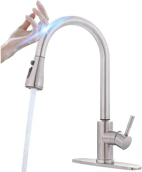 Smart Touch Faucet for Kitchen Sink : MSTJRY Touch Kitchen Faucets with Pull Down Sprayer Touch Kitchen Faucet-Stainless Steel Touch Faucet(Brushed Stainless Steel)