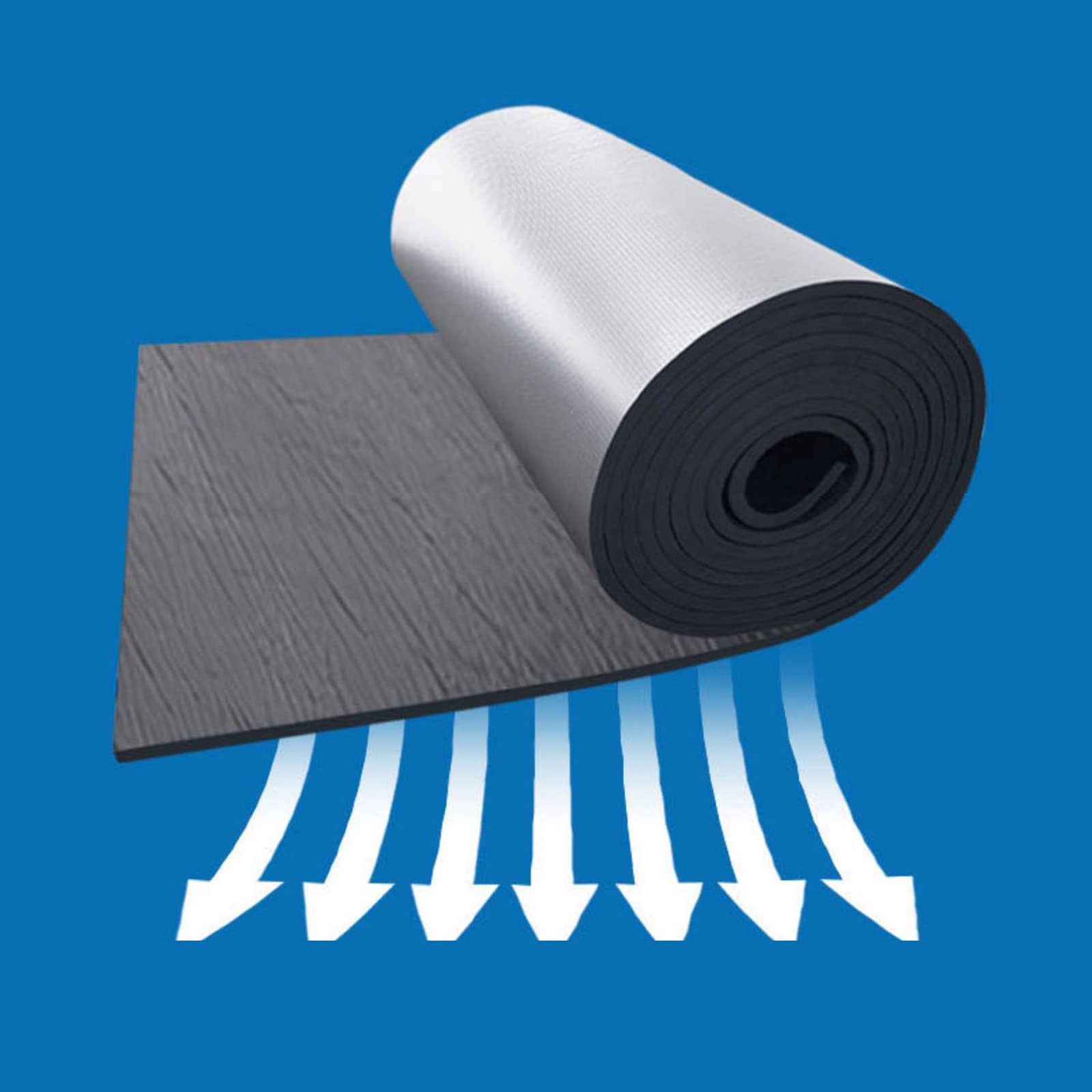 Pannello Riflettente Termosifoni,Materassino Isolante Autoadesivo, Foglio di Isolamento, per Condutture, Costruzione E Isolamento Termico del Settore, Impermeabile,15mm（THk）,1 * 1M(1m²)
