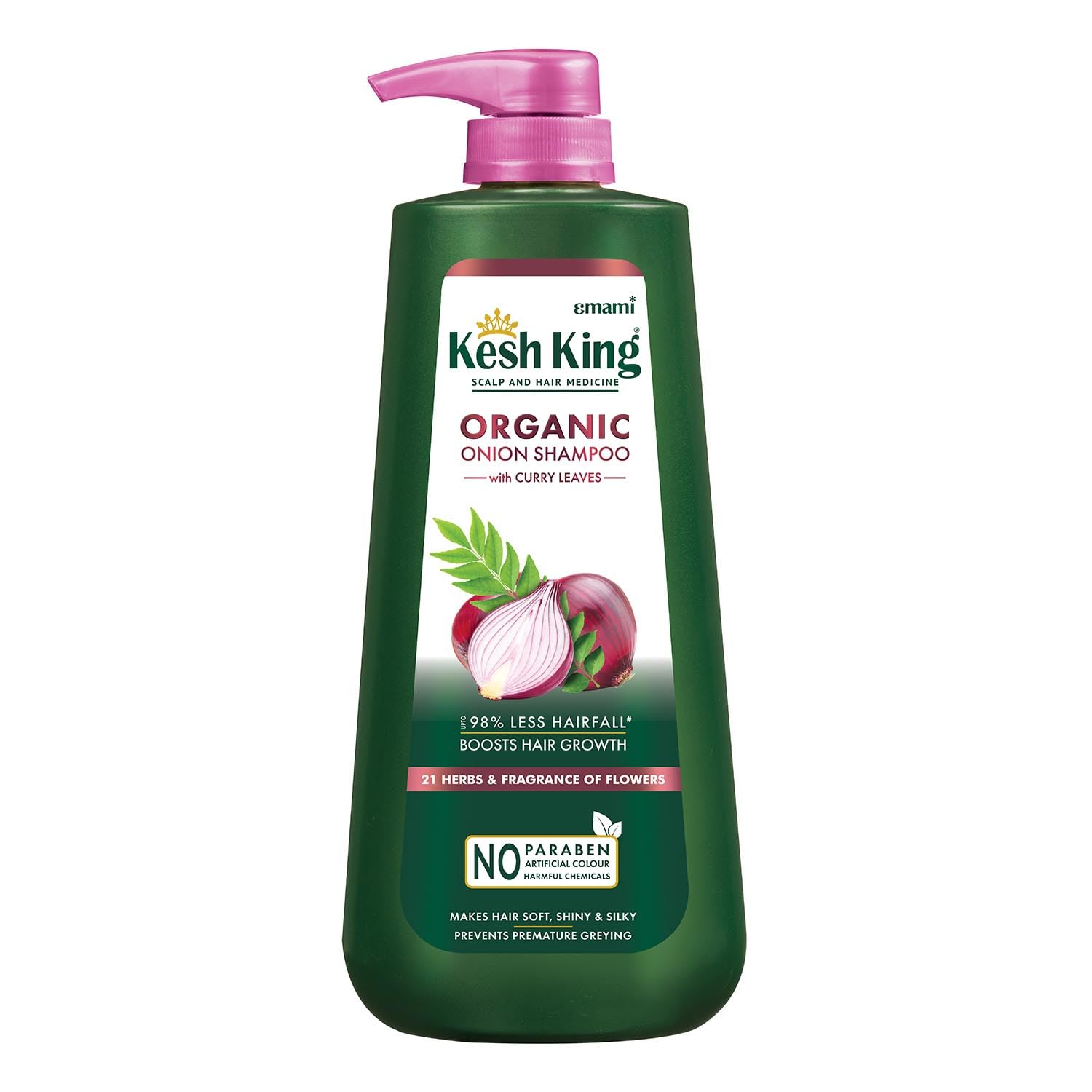 Kesh King Organic Onion Shampoo With Curry Leaves Reduces Hair Fall Upto 98%,Keeps Hairs Smooth Upto 48Hrs - 600Ml,625 Grams