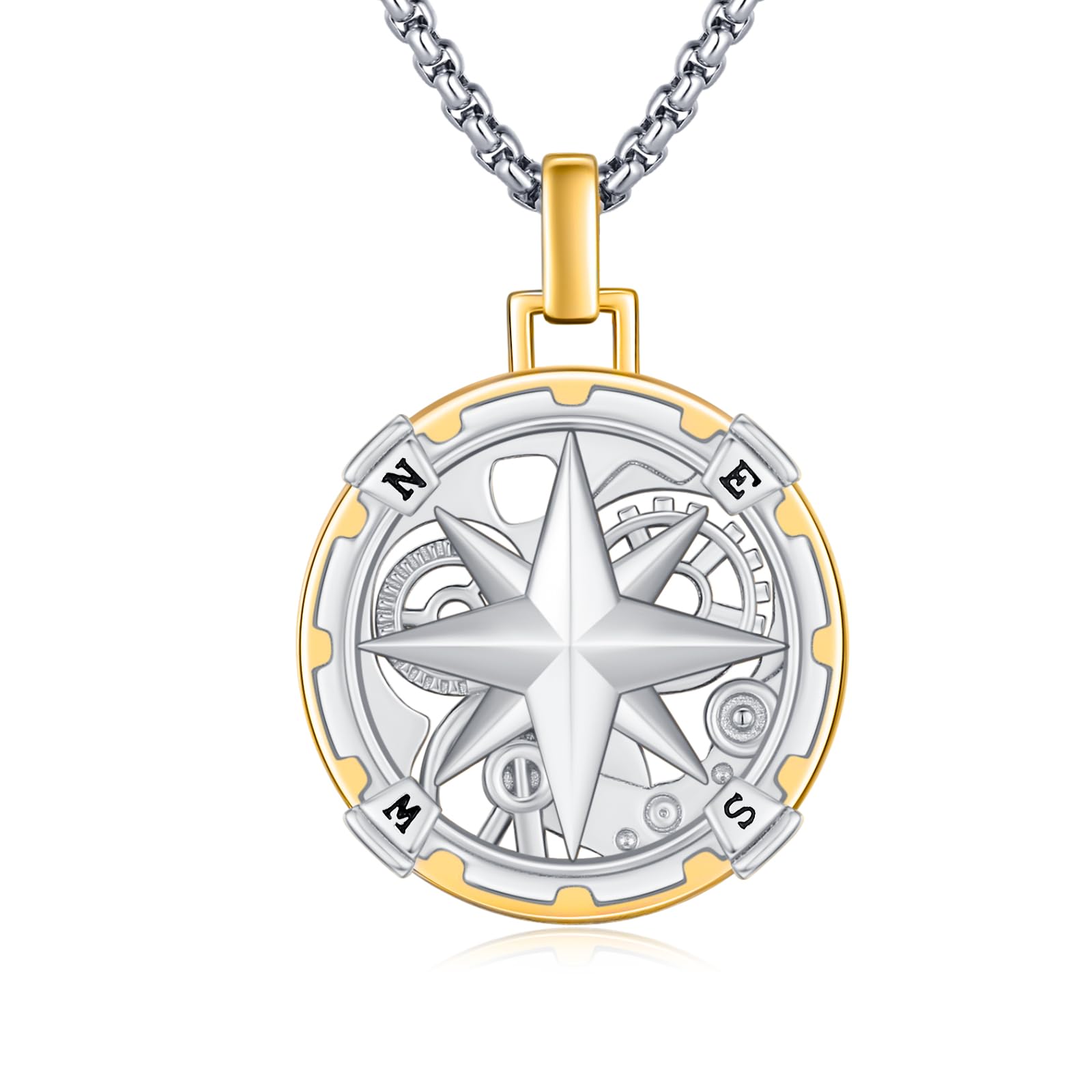 CUOKA MIRACLE Collier boussole en argent sterling 925 - Chaîne celtique pour homme - Pendentif celtique - Pour femme - Petit collier pour la Saint-Valentin, Noël, un anniversaire