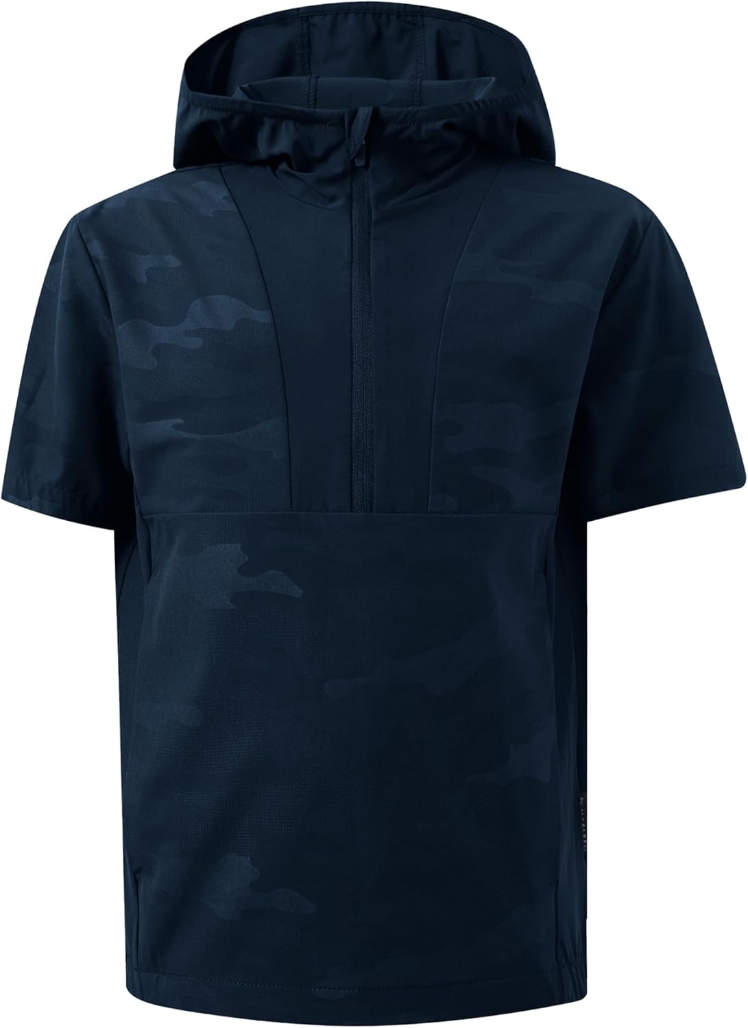 M MAELREG Boys Short Sleeve Hoodie 1/4 Zip Performance Dry Fit Patterned Casual Athletic Camo Hoodie for Boys with Pockets