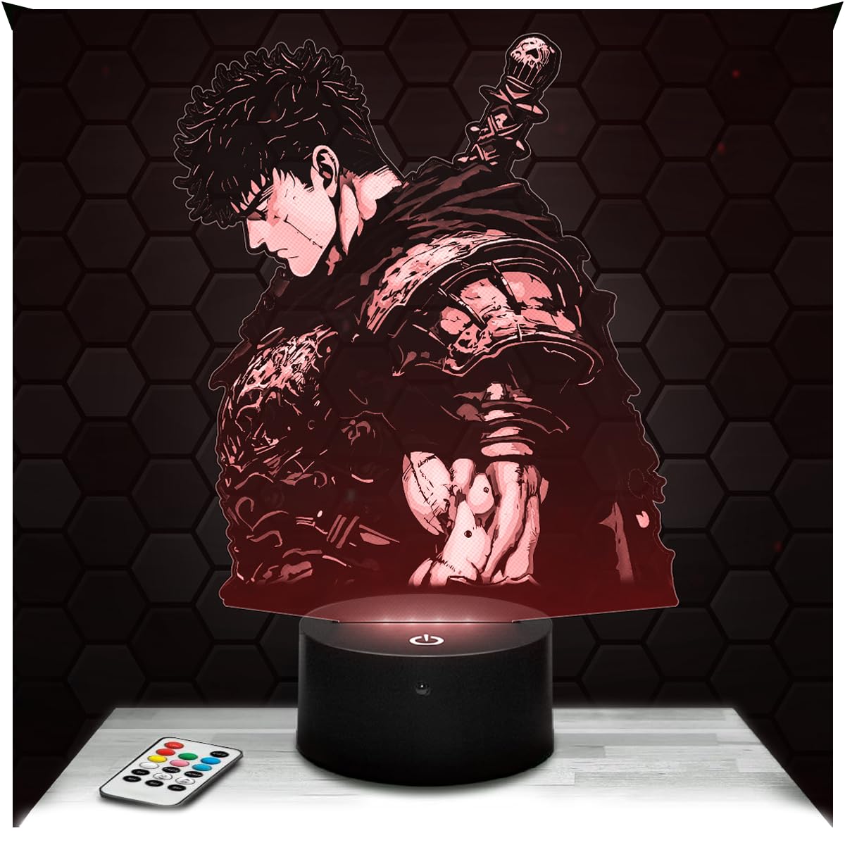 Lampephoto.fr - Berserk Guts 3D Lamp Gift Idea for Teens, Berserk Guts Manga Accessory, Animated Drawings, Teenage Boy's Room Decor, Desk Decoration, Teen Christmas, Gift Idea, Gifts Merchandising TOP