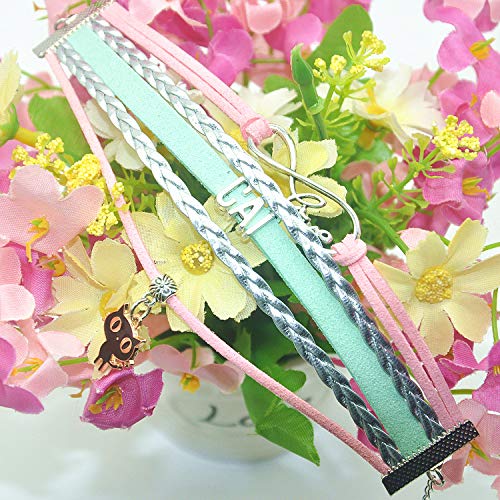 HCChanshi Cat Bracelet Jewelry - Leather Infinity Love Cat Gifts Cat BFF Jewelry Bracelet Gifts For Women, Girls, Men, Boys, Cat Lover, Cat Owner, Cat Themed Gifts (Pink,Silver and Mint Green) - Image 6