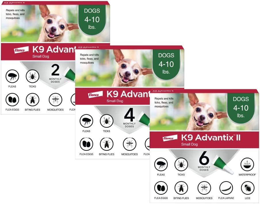 K9 Advantix II Small Dog Vet-Recommended Flea, Tick & Mosquito Treatment & Prevention | Dogs 4-10 lbs. | 12-Mo Supply