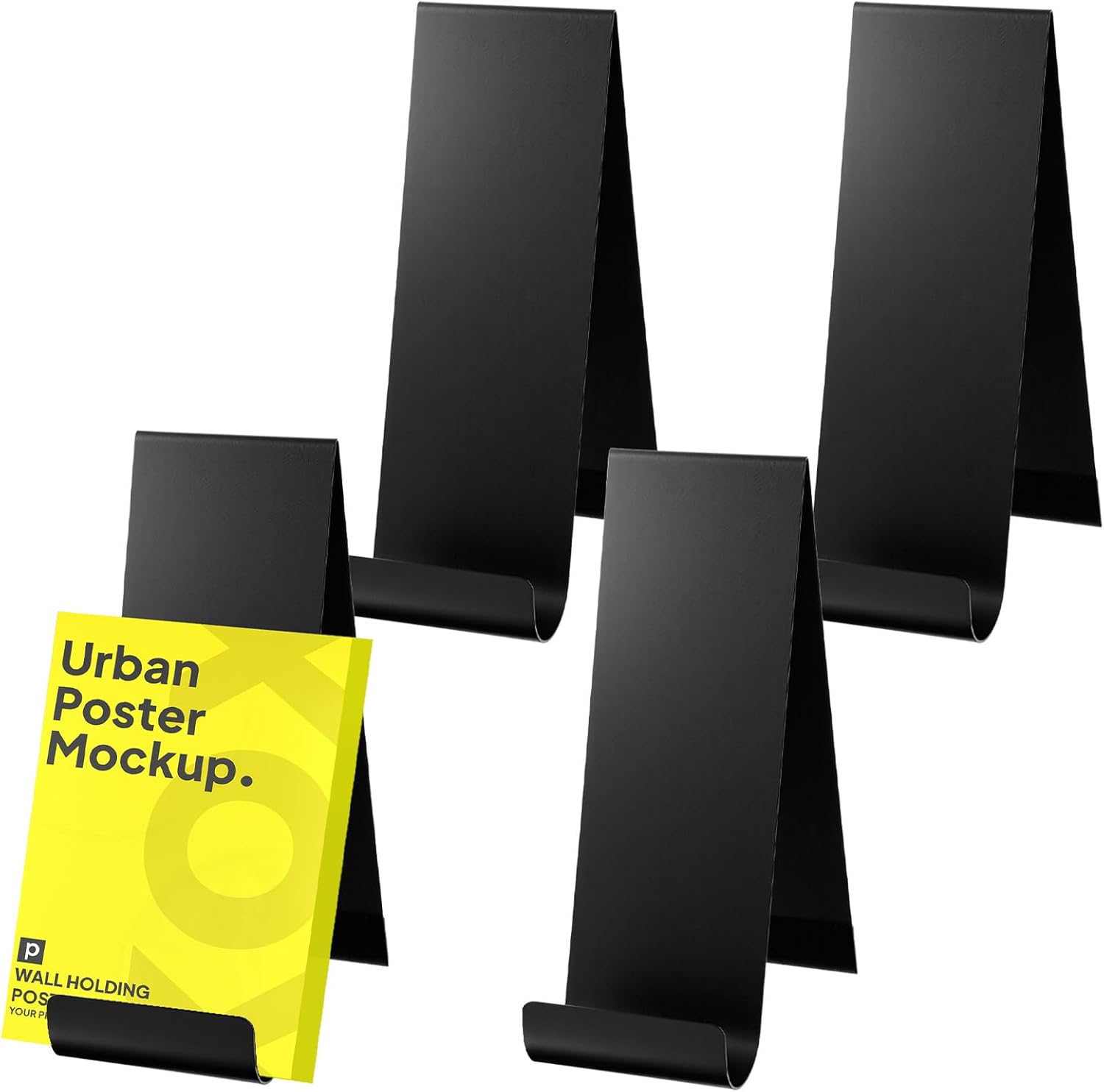 4 Pack Black Metal Brochure Holder, 8.9" Fancy Vertical Display Stand, Black Heavy Duty Elegant Flyer Brochure Holder Stand for Table Menus, Pamphlets, Countertop Literature Organizer