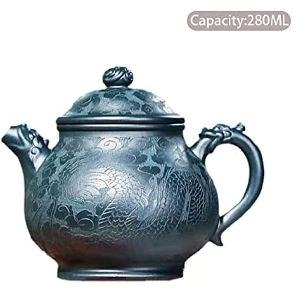 Chiński zestaw do herbaty Gongfu, 300 ml, fioletowe czajniki, ręcznie rzeźbiony wzór smoka, zestaw do herbaty Beauty Kettle Zisha, kolekcja