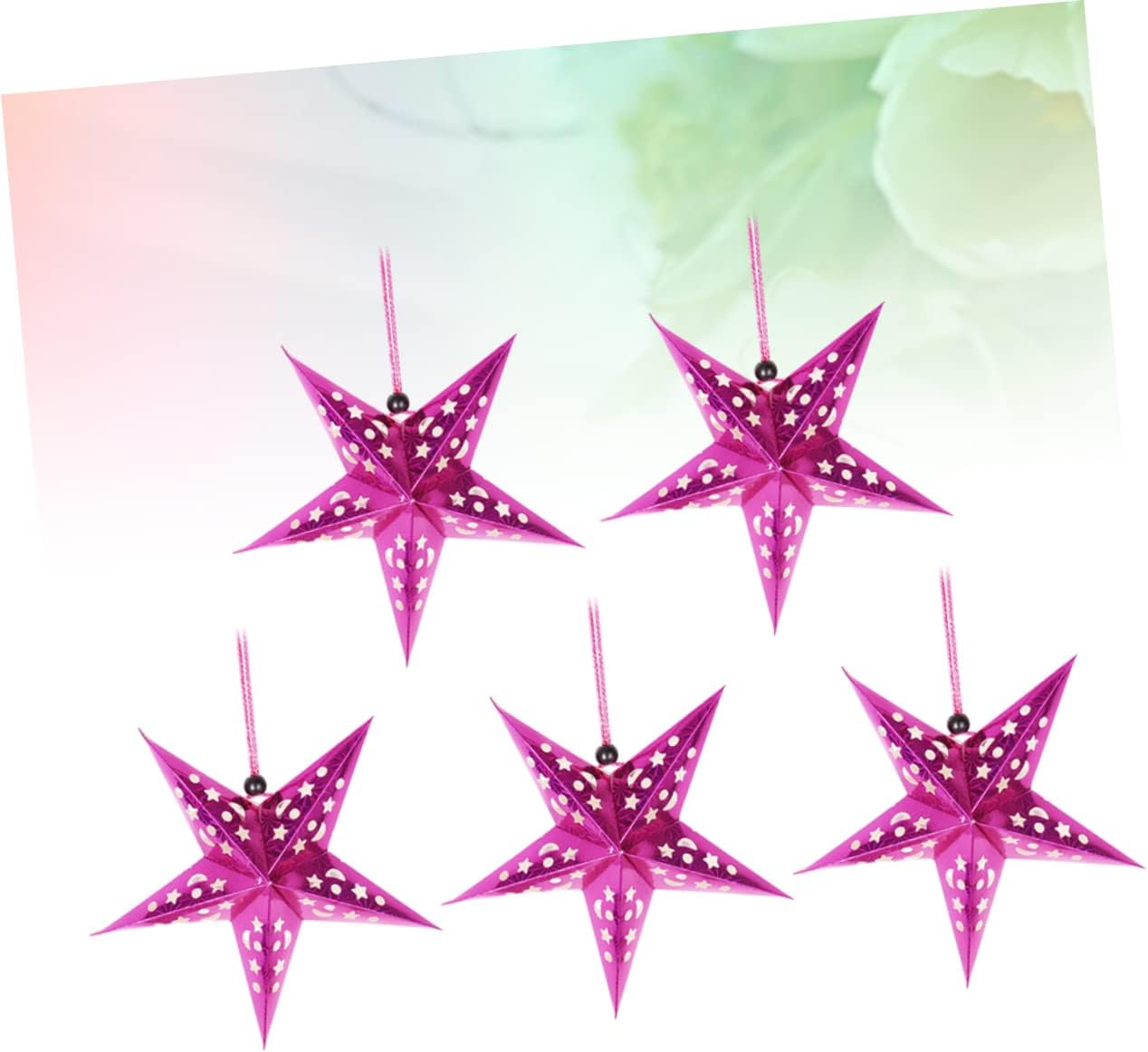 Paper Star Lampshade Set 45cm Rosy Decorative Star Ceiling Hanging Lamp for Parties