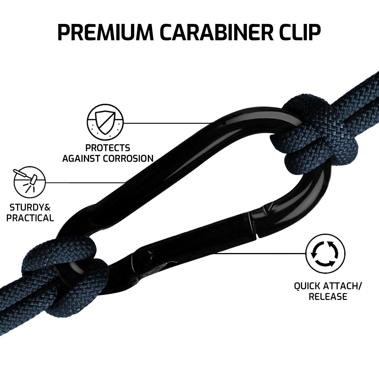 AzureRay 4 Piezas Mosquetones, 60 x 28 mm Mosquetones Pequeños de Hierro, Clips de Seguridad para Viajes, Camping, Hamaca, Senderismo, Pesca y Correa para Perros
