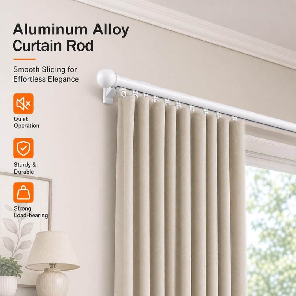 Vorhangschiene 1-läufig Gardinenschiene Wandbefestigung Aluminium Schiene, Römische Vorhangstange Schwer Mit Zubehör, Für Zimmer Trennwand, Balkon, Büros(Gray,220cm)
