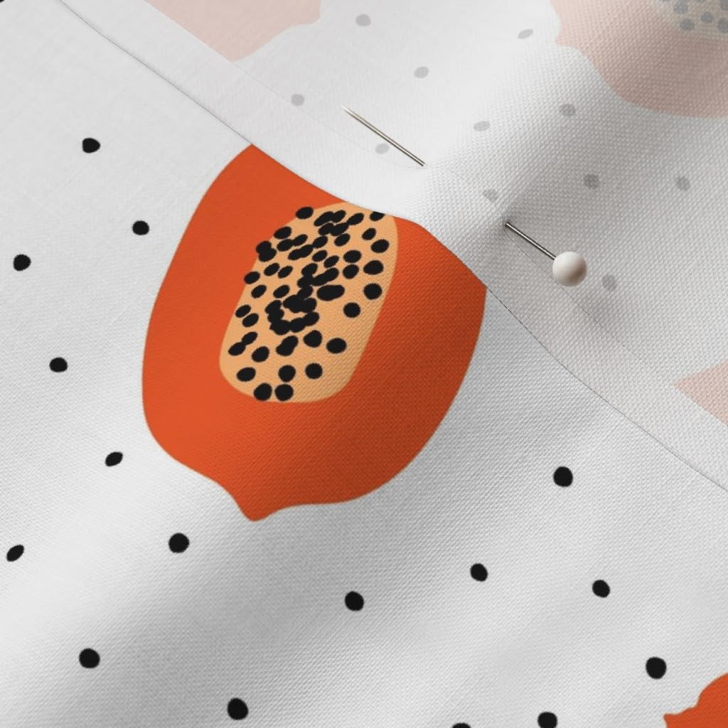 Spoonflower Fabric - Orange Papaya Seeds Exotic Tropical Fruit Hawaii Summer Printed on Petal Signature Cotton Fabric by The Yard - Sewing Quilting Apparel Crafts Decor