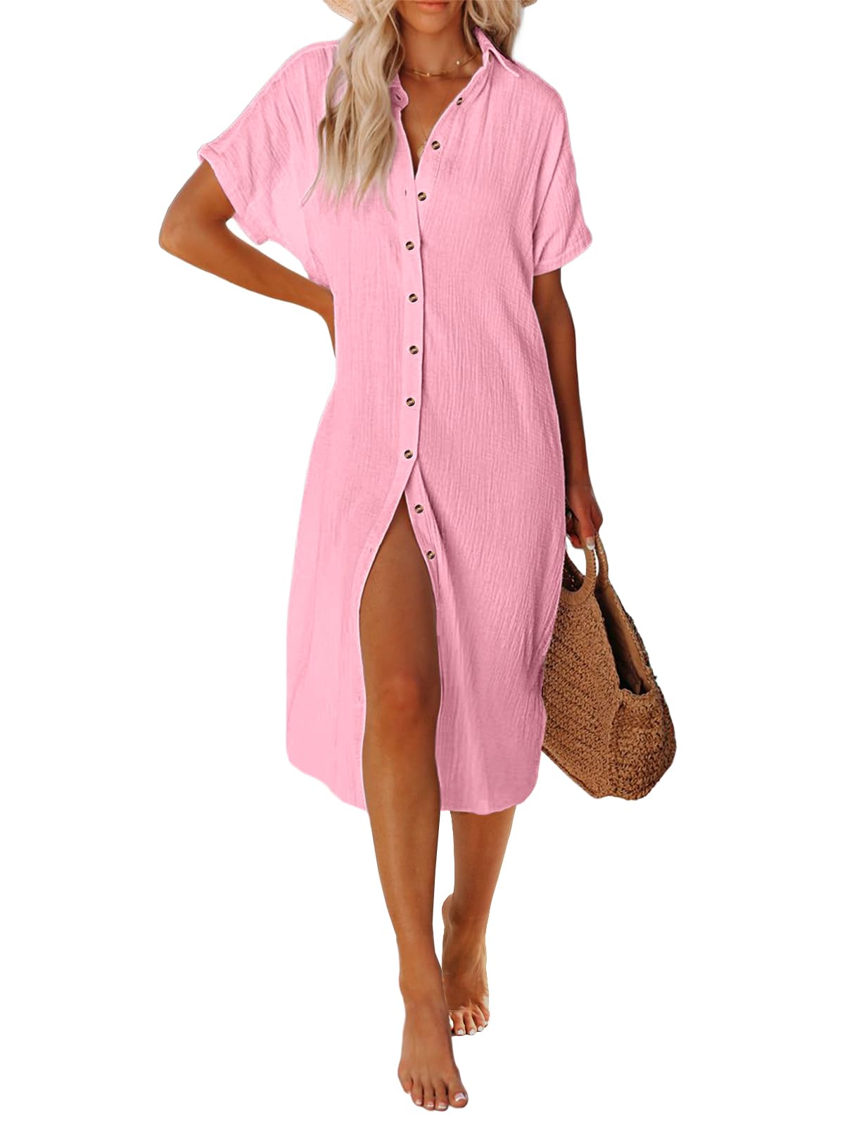 UMIPUBOVestido Playa Mujer Camisolas y Pareos Largo Traje de Baño Bikini Cover Up Falda de Playa de Botones Verano Vestido de Bikini