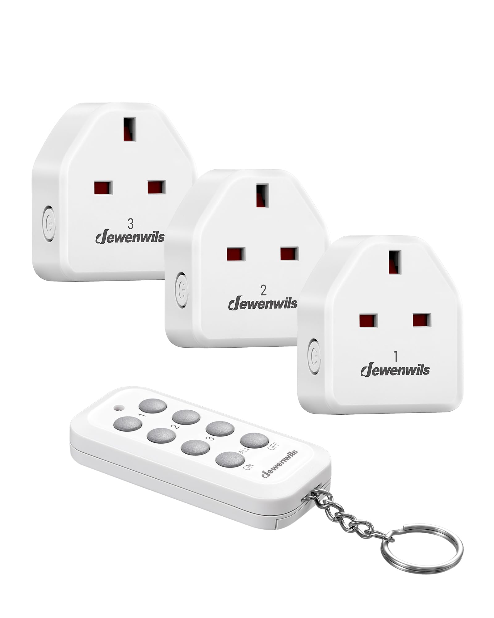 DEWENWILS Remote Control Plug Socket, Programmable & Expandable Wireless Light Switch, 13A/3120W, 30M Long Range