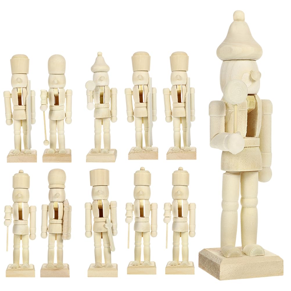 JOINPAYA 12pcs Unfinished Wooden Nutcracker: DIY Christmas Wood Nutcracker Blank Decors for DIY Craft Christmas Party Home