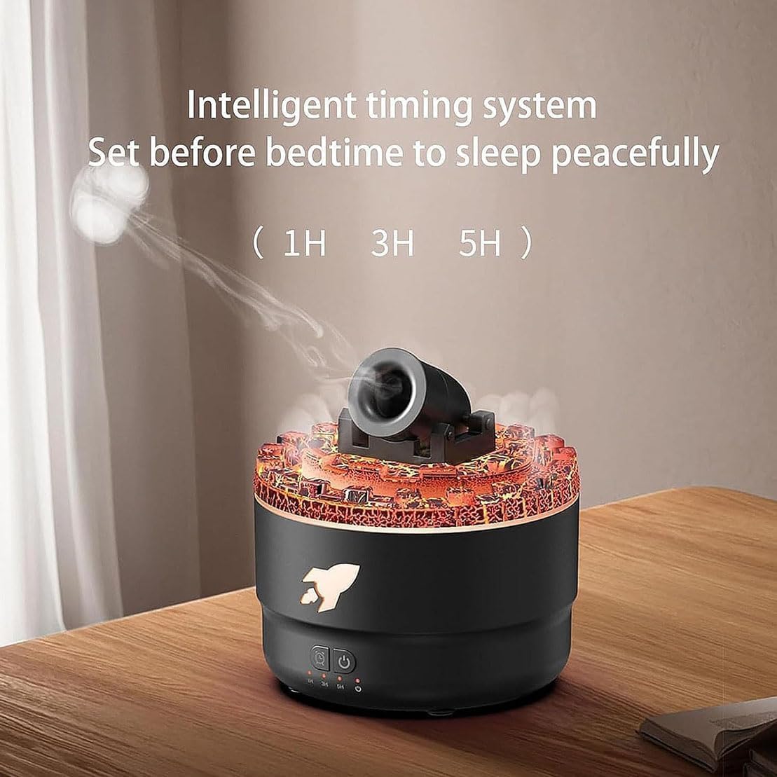 Cannon Blast Aroma Humidifier, Turret Aromatherapy Diffusore Silenzioso, LED per Camera da Letto, Spegnimento Automatico Senz'acqua per Casa, Ufficio (Nero)
