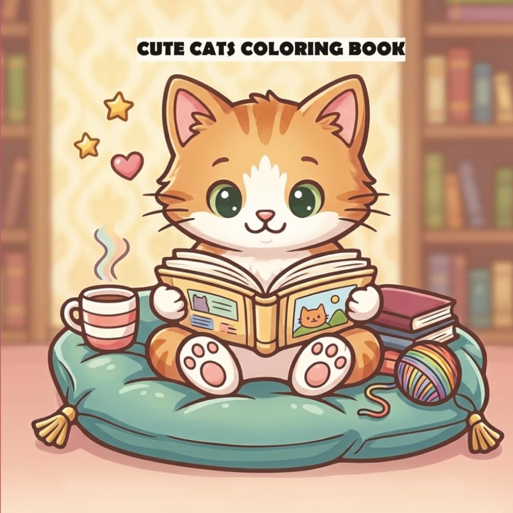 Cute Cats Coloring Book: Adorable Cats & Kittens to Color for Kids, Teens & Adults – Relaxing Designs for Cat Lovers