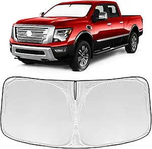for Nissan Titan Windshield Sun Shade Sunshade Custom Fit Titan Accessories 2020-2023 2024 2025 Windshield Cover, 4-Layer Car Front Window Sun Visor 240T Shield Foldable Protector Blocks UV Rays