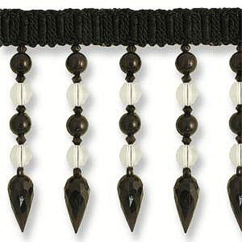 Beading Black & Clear Long Beaded Trim For Curtain Blind Bead Fringe Trimming