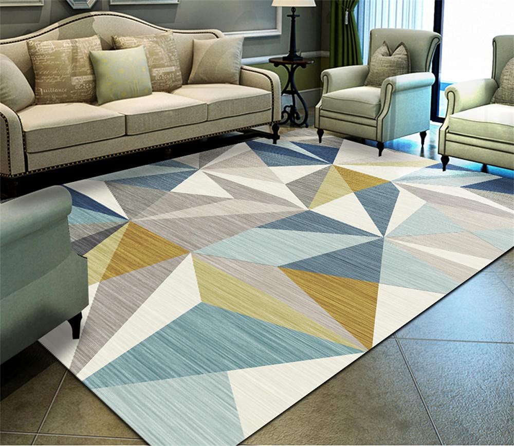 Tapis chien lavable en machine bleu 80x160cm pour salon et enfant