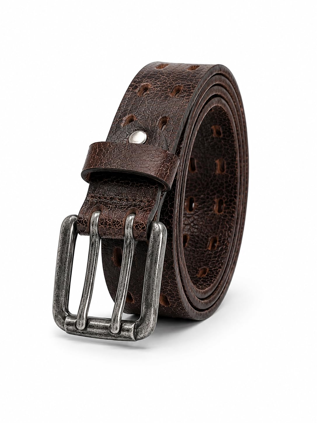 colwin Men’s Genuine Leather Double Punch Belt – Premium Brown Leather Casual & Formal Belts with Antique Double Pin Metal Buckle – Durable Heavy Duty Waist Belt for Jeans & Trousers-picture-49
