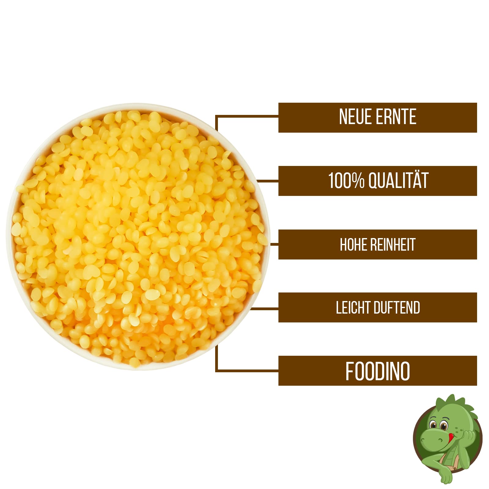 Bienenwachs Pastillen gelb im praktischen Eimer ohne künstliche Aromen Bienenwachs Pastillen ungeschwefelt wiederverschließbarer Eimer Premium Qualität 1,5kg