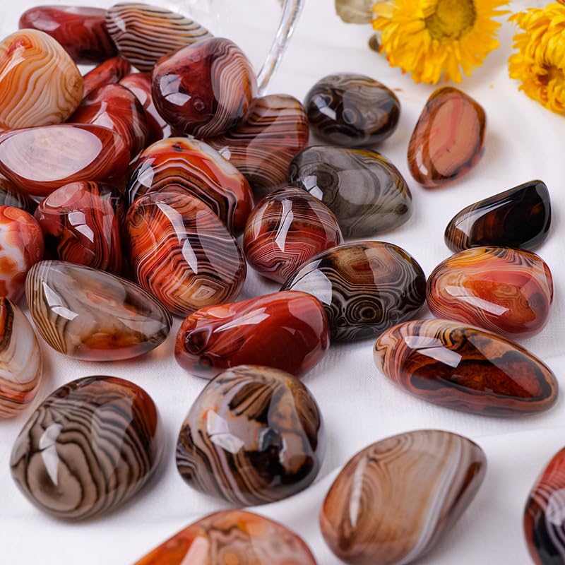 Namzi 500g Natural Crystal Stone, red Texture, Large Particle Rolling Stone, 3-5cm in Size. Play with Crystal raw Stone, Home Fish Tank Decoration Stone