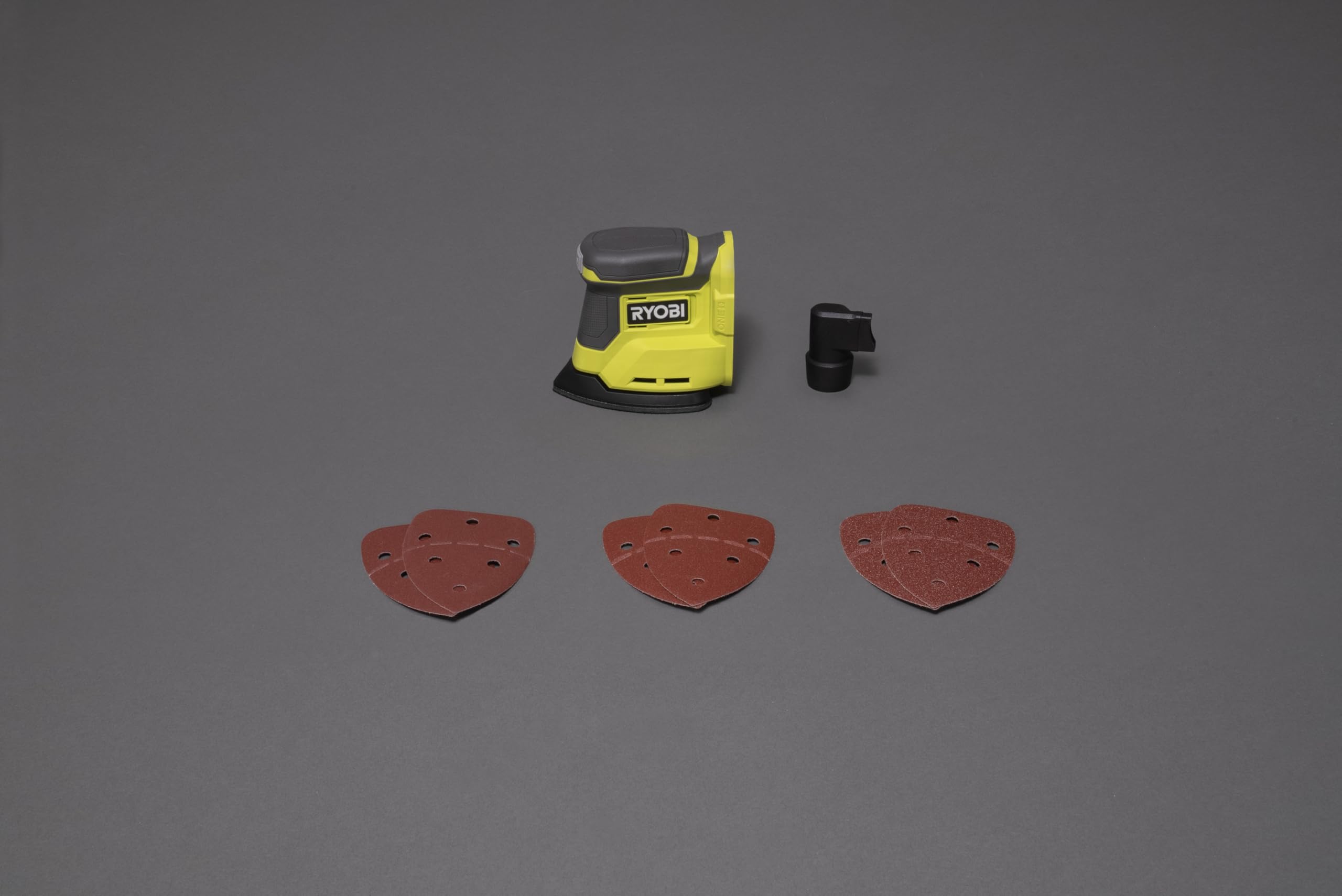 RYOBI - Lijadora Triangular 18V ONE+ - base de lijado 100x140mm, Boquilla de Aspiración - Ø Oscilación 1,8mm, 22000osc/min - para Acabados Finos/Pintura - 6 Abrasivos, sin Batería, Cargador - RPS18-0