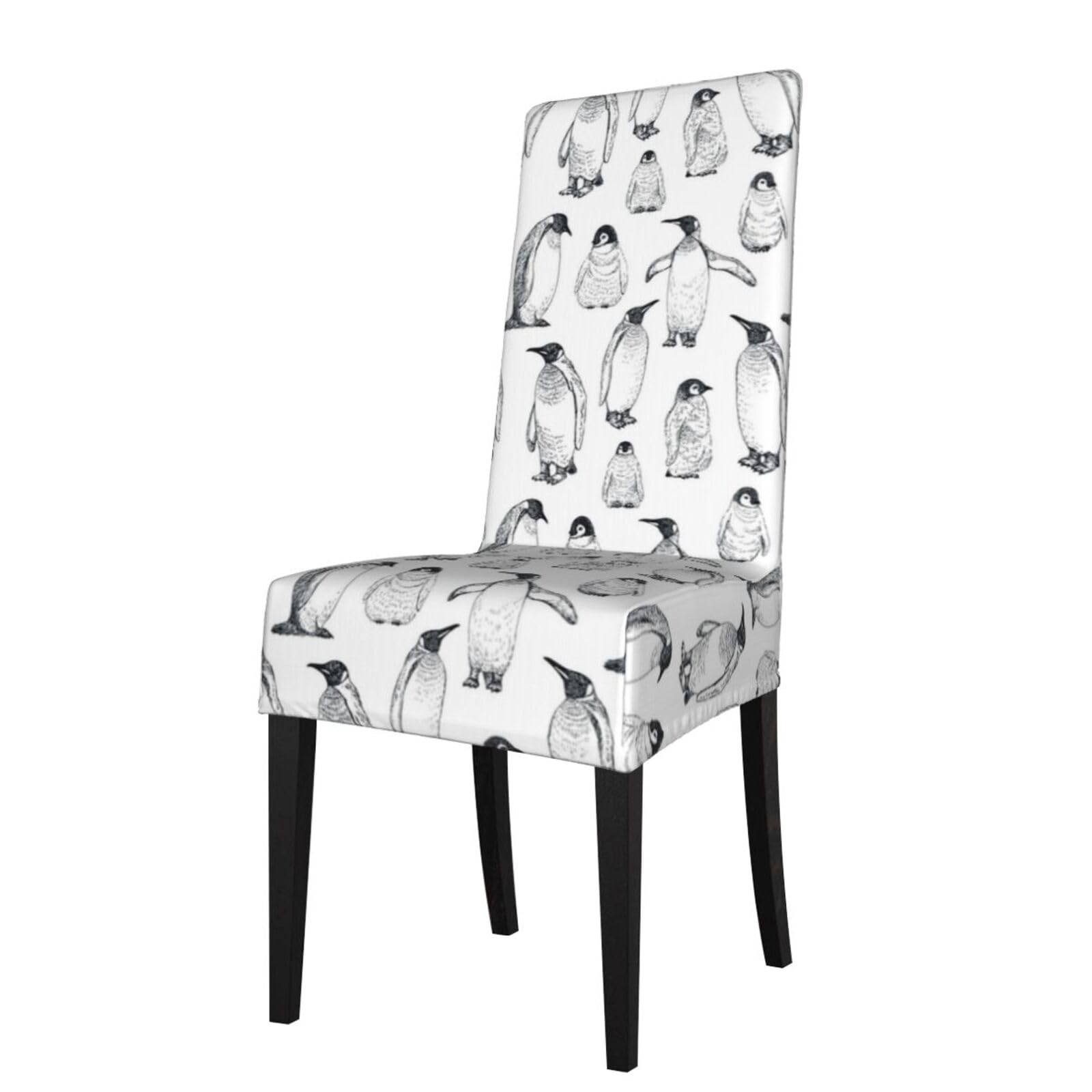 Lkymoh As Picture Penguin Sketch Pattern, Chair Covers Stretch Chair Slipcovers For Dining Room, For Party Pet Protection Universal Fit Soft Polyester