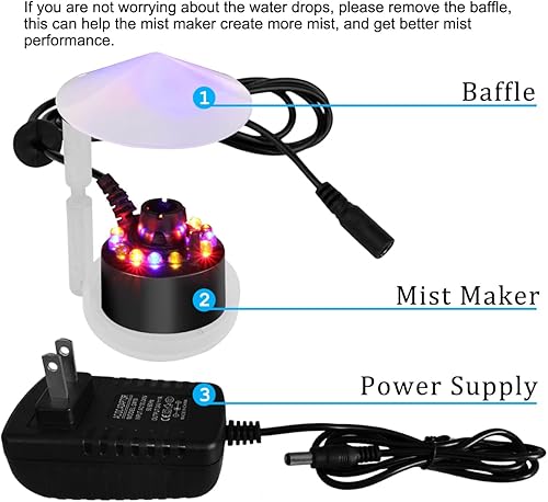 Miniatura 3 de PULACO Máquina de niebla, nebulizador de fuente de interior, atomizador de máquina de niebla de estanque pequeño, humidificador de aire perfecto