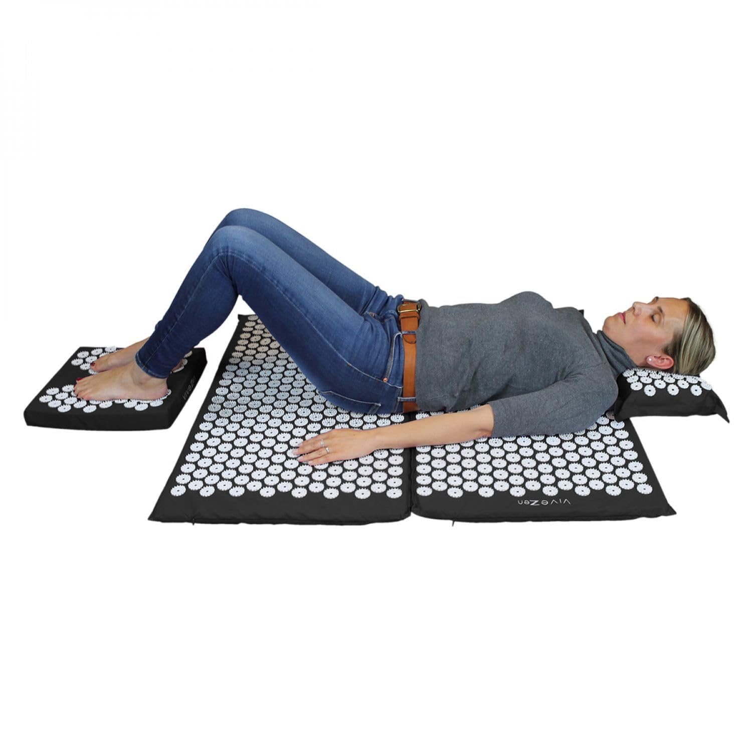 Vivezen - Kit d'acupression, tapis, coussin et repose pieds avec sac de transport - 4 coloris
