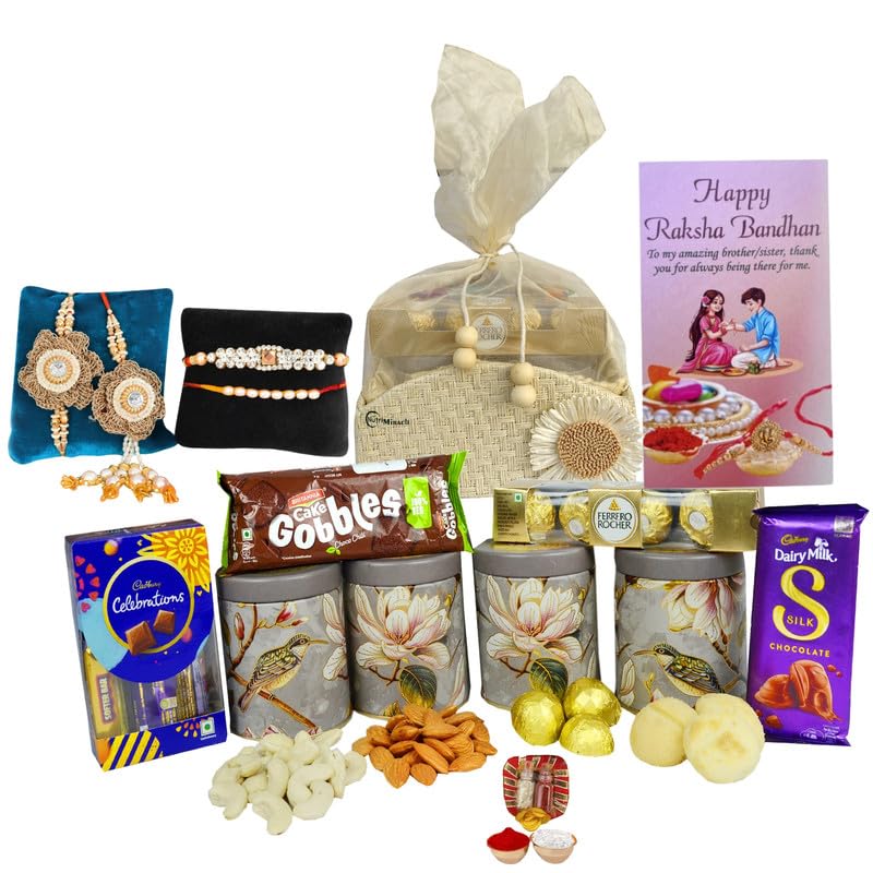 Image of NUTRI MIRACLE Rakhi Gifting Assortment with Chocolates and Nutritious Delights | Appreciation Gift for Corporate Clients with Healthy Treats